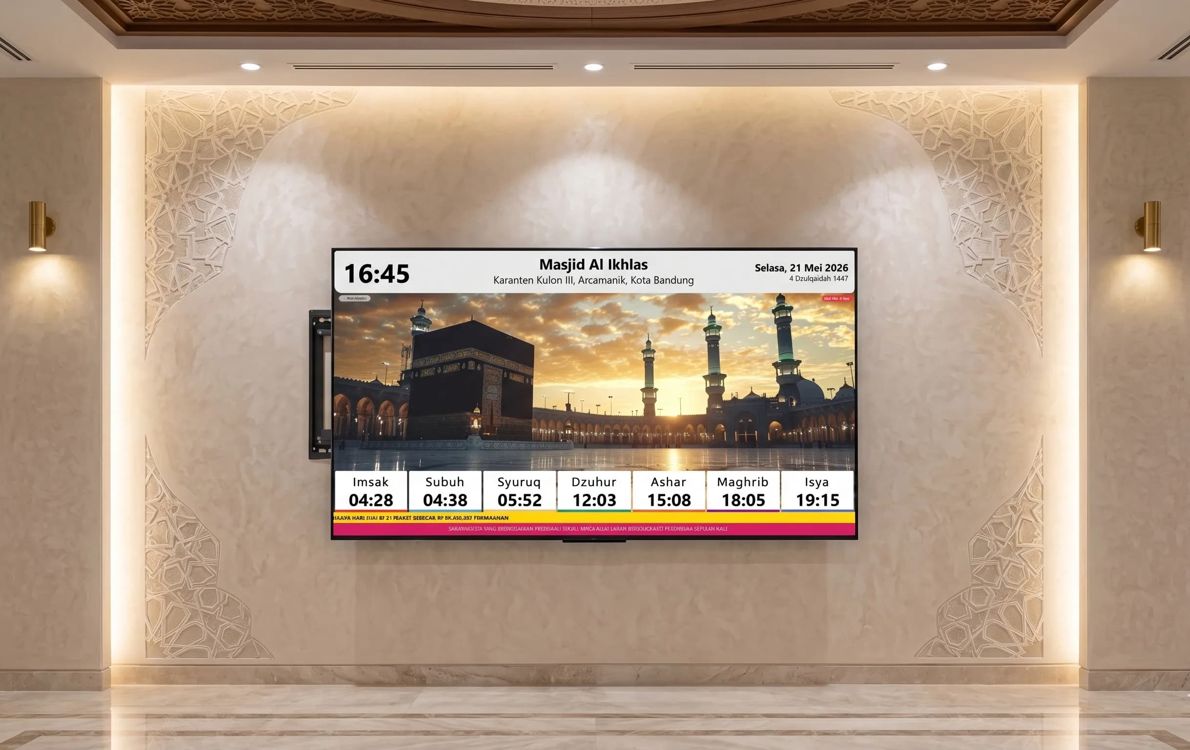 Mockup TV 65 Inch Angle - Jadwal Sholat Digital